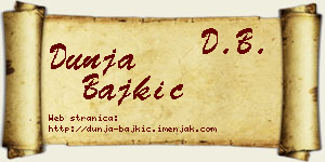 Dunja Bajkić vizit kartica